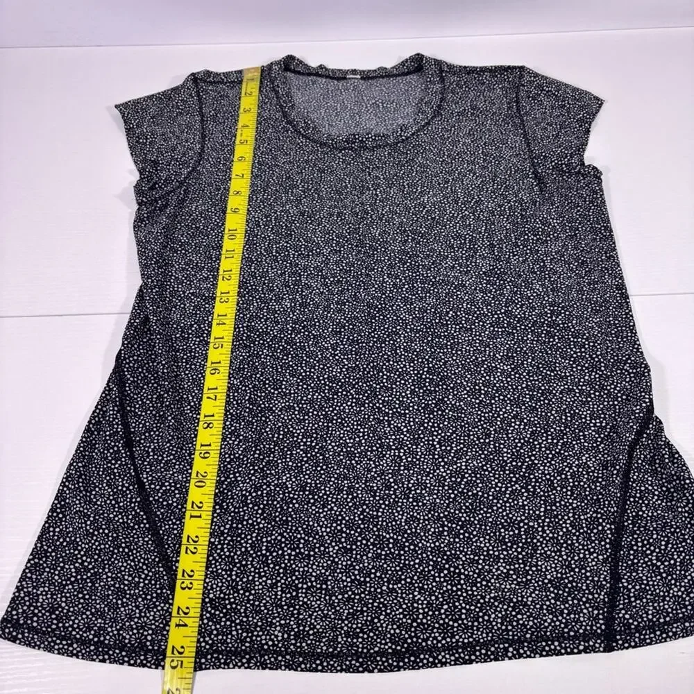 Lululemon Sunaway Runaway Short Sleeve Tee Freckle Flower Black White 1230